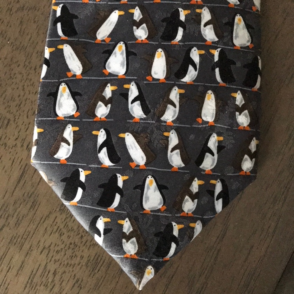 Christmas Jingle Bells Penguin Patterned Tie
